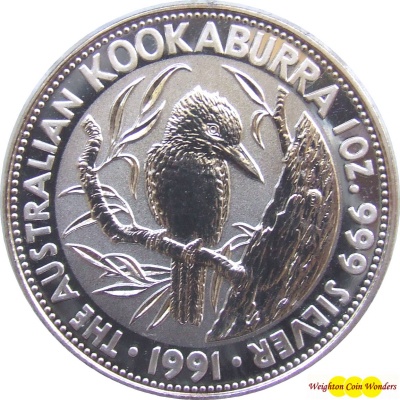 1991 Silver 1oz KOOKABURRA - Click Image to Close